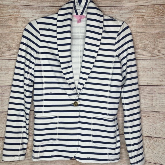 Lilly Pulitzer Striped Single Button Lightweight casual Jacket - Picture 2 of 9